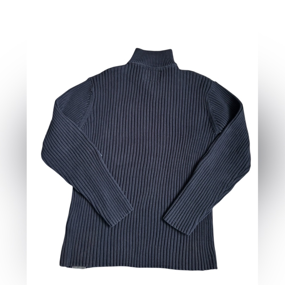 Nautica Men’s Navy Blue Wide Ribbed Y2K Quarter Zip Sweater size L - Picture 5 of 9